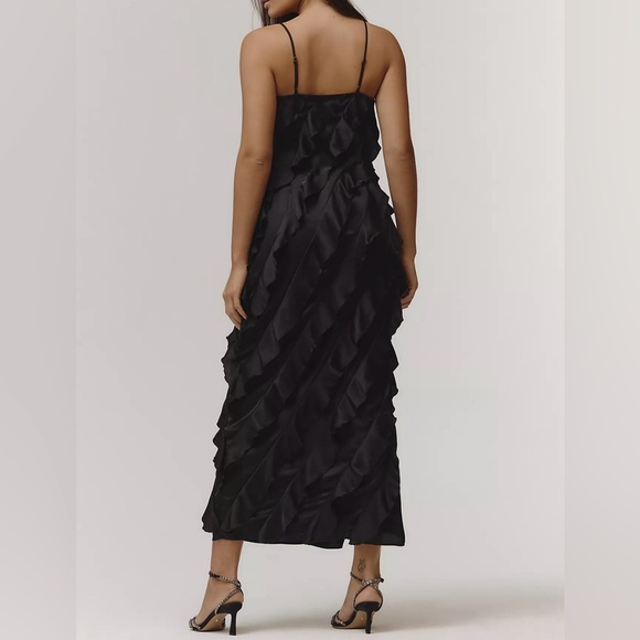 NWT Anthropologie Black Ruffle Maxi Dress - Picture 2 of 8